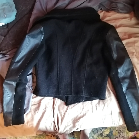 EUC leather and lambswool Line the Label moto jacket - Picture 2 of 5